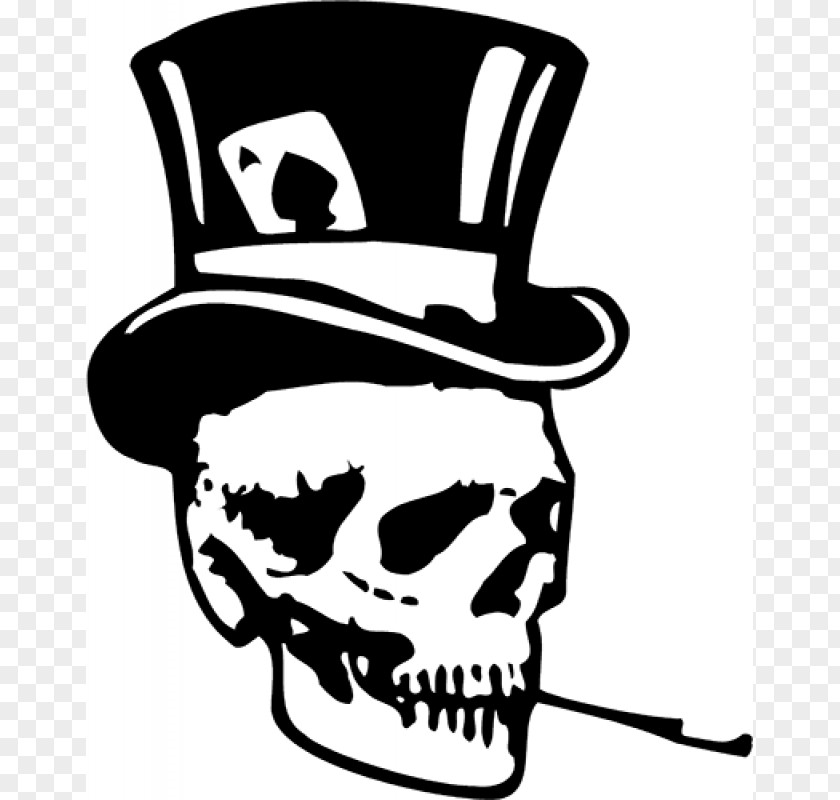 Skull Top Hat Decal Leather PNG