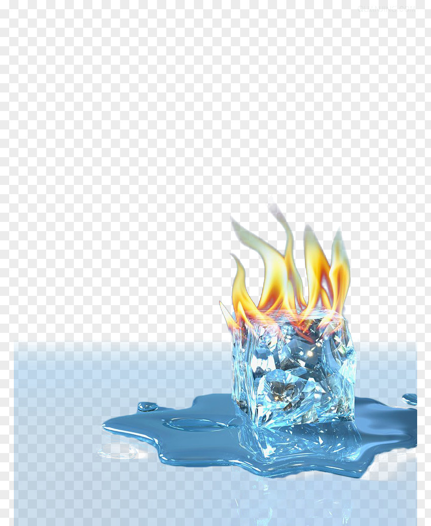 The Flame On Ice Water Liquid Wallpaper PNG