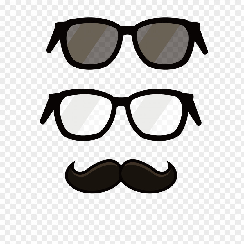 Vector Black Glasses Beard Decoration Sunglasses Designer PNG