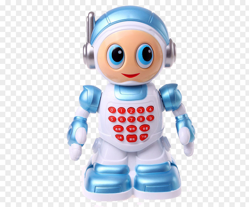 Blue Robot Figurine PNG