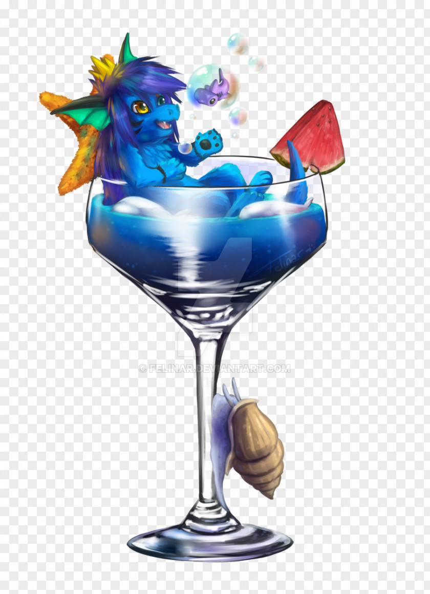 Cocktail Blue Hawaii Lagoon Wine Glass Garnish PNG