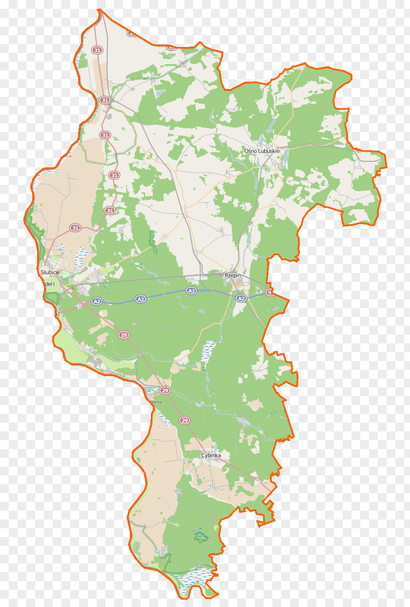 Location Map Słubice Gmina Rzepin Cybinka Locator PNG