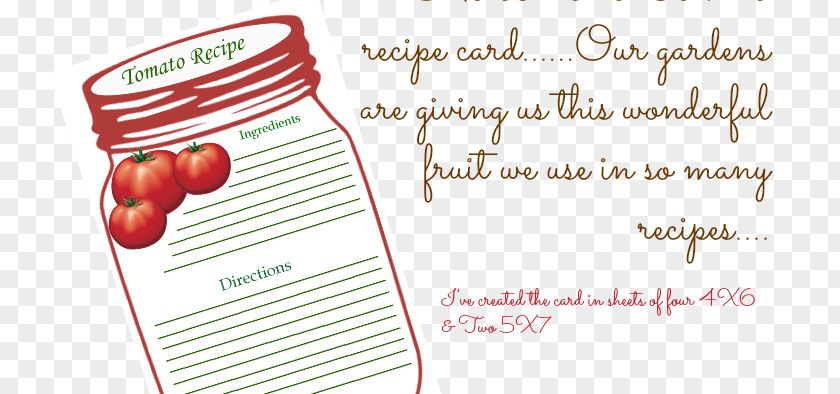 Tomato Card Template Literary Cookbook Microsoft Word Recipe Snapfish PNG