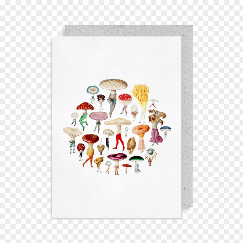 Greeting Card Background Collage Art Painting Paper Mushroom PNG