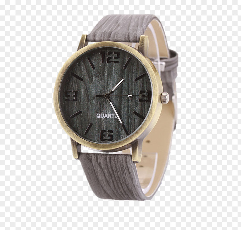 Imitation Wood Quartz Clock Watch Strap Water Resistant Mark PNG