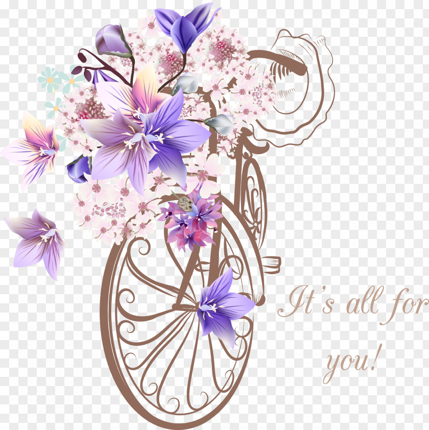 Bicycle With Flowers Flower Stock Photography Euclidean Vector PNG