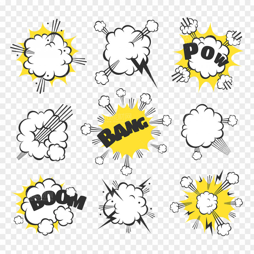 Creative Explosion Stickers Comics Drawing Cartoon Illustration PNG