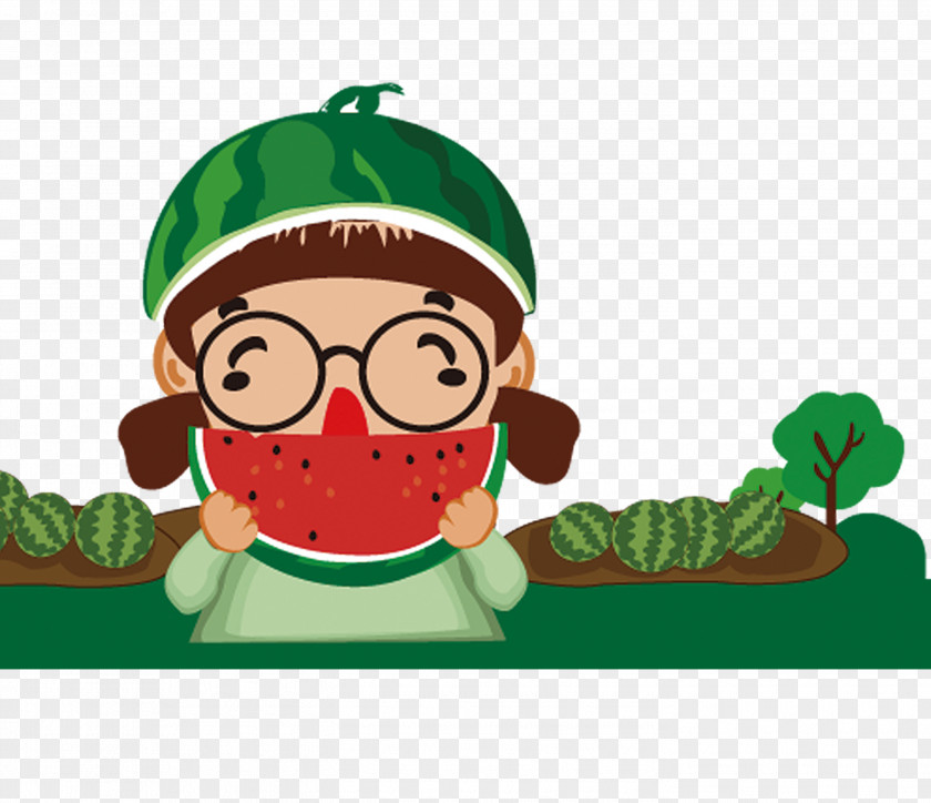 Eat Watermelon,girl Watermelon Drawing Food PNG