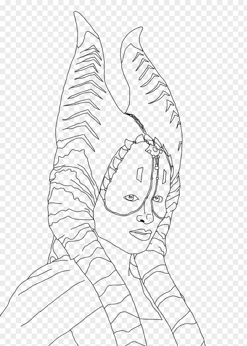 Shaak Ti Clone Wars Line Art Coloring Book Sketch PNG