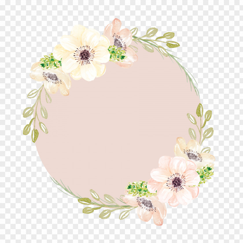 Hand-painted Garlands Watercolor Painting Pink Flowers Clip Art PNG