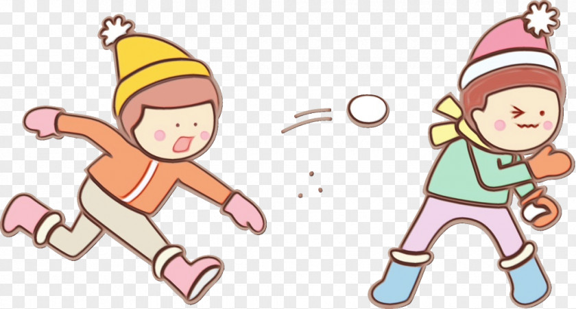 Pleased Playing In The Snow Cartoon Line Child PNG