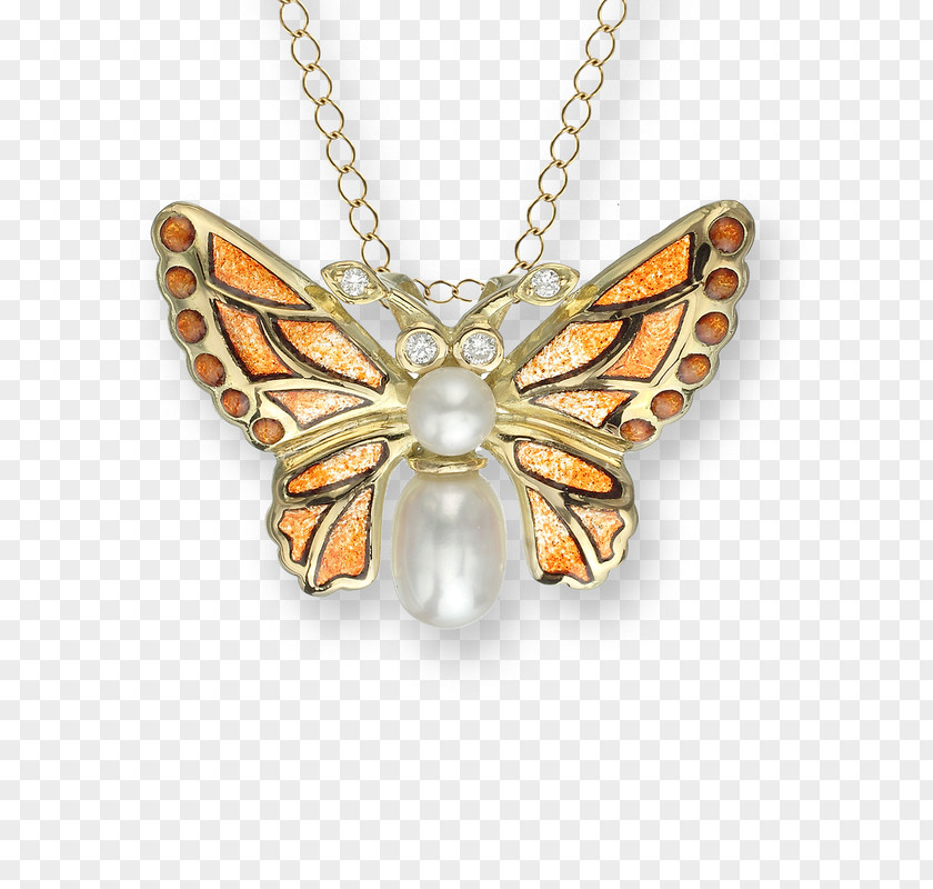 Butterfly Charms & Pendants Necklace Gemstone Gold PNG