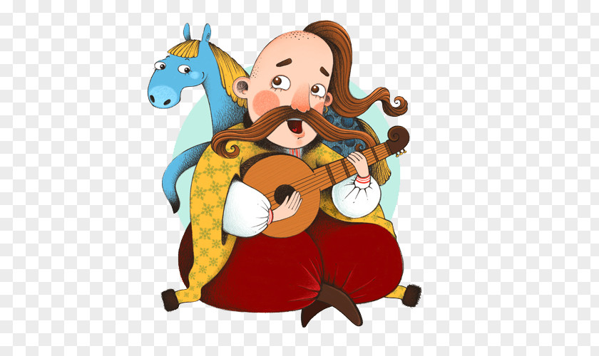 Hand-painted Guitar And T-shirt Drawing Cossack Illustration PNG