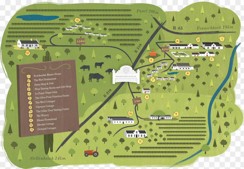 Map STELLENBOSCH WINE ROUTES World Route Des Vins E-book PNG