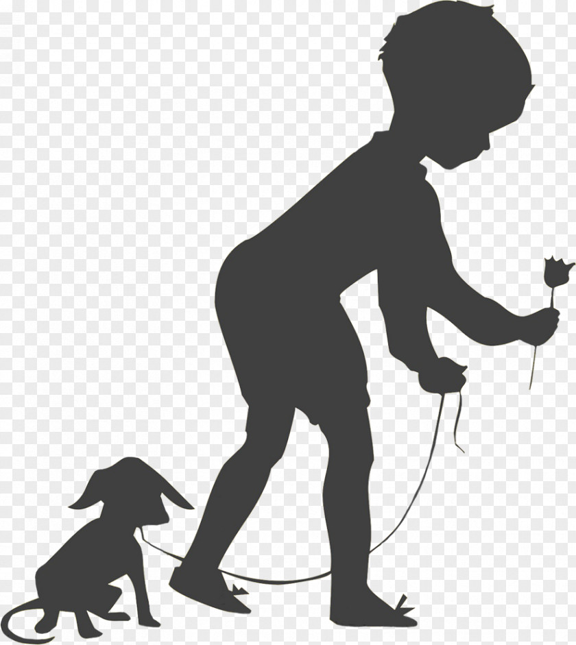 Dog Silhouette Child Person PNG