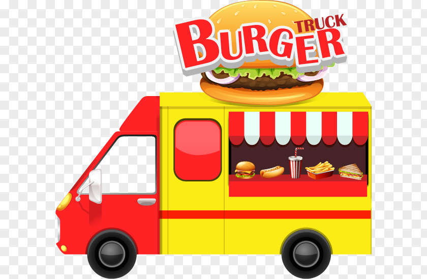 Burger Vector Car Material Hamburger Hot Dog Fast Food French Fries Street PNG