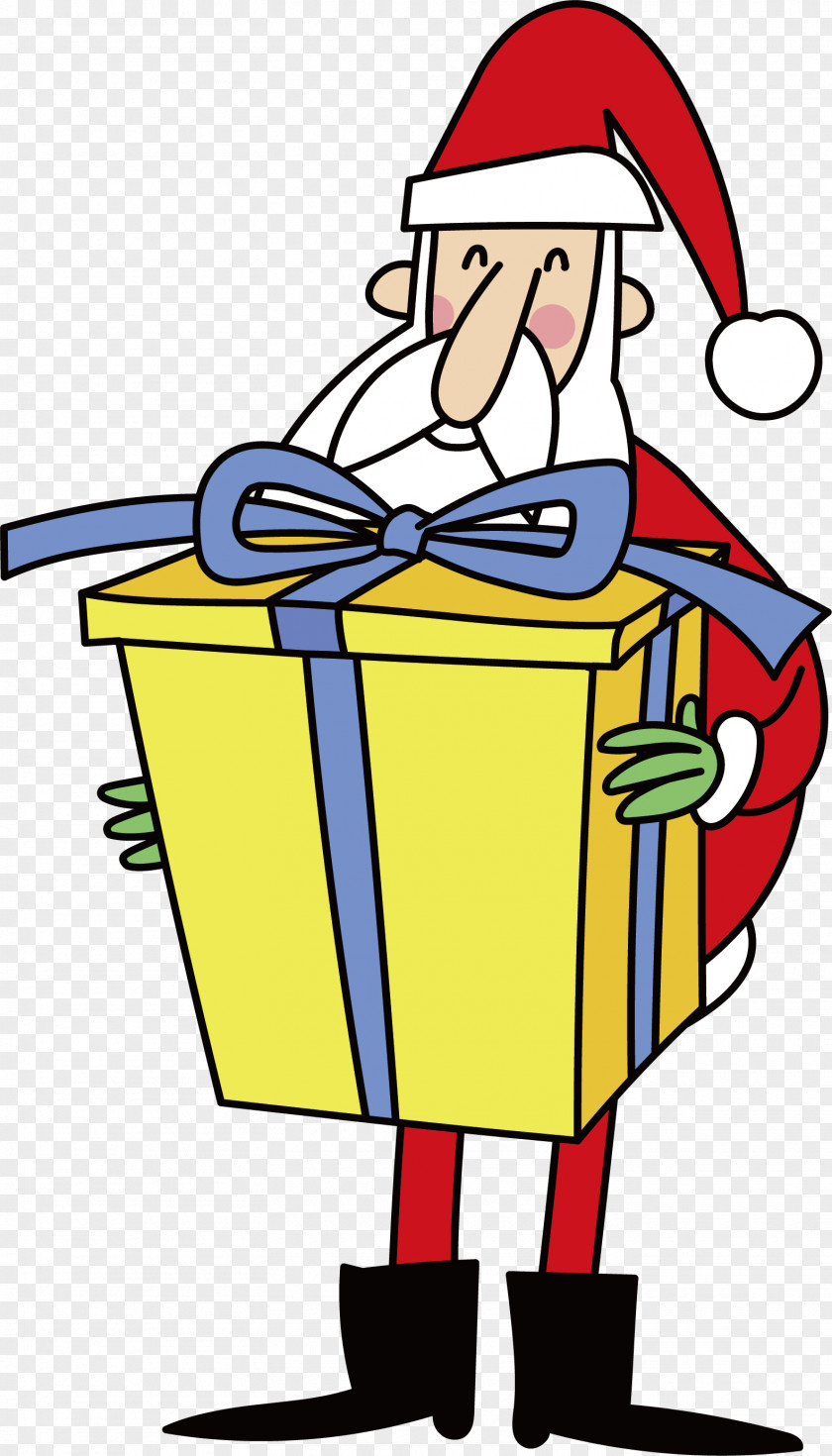 Santa Claus With A Gift Christmas Clip Art PNG