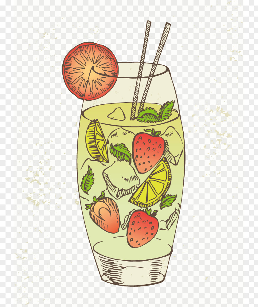 Hand-painted Strawberry Lemon Drinks Cocktail Drawing Royalty-free Illustration PNG