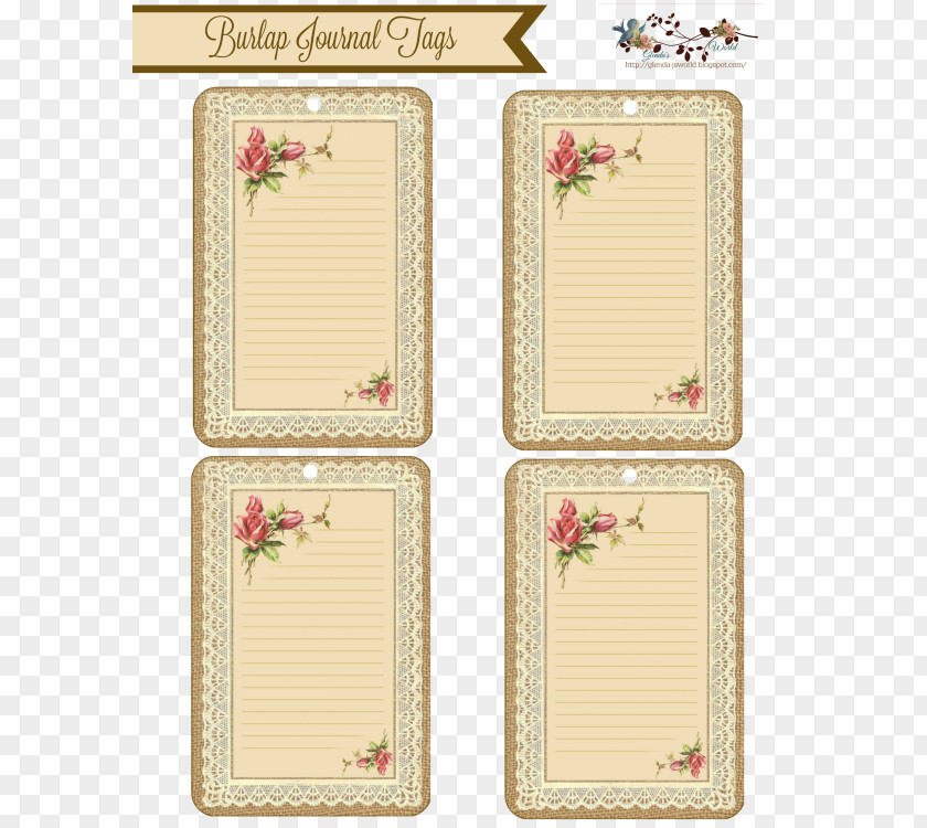 Junk Label Paper Floral Design Shabby Chic PNG