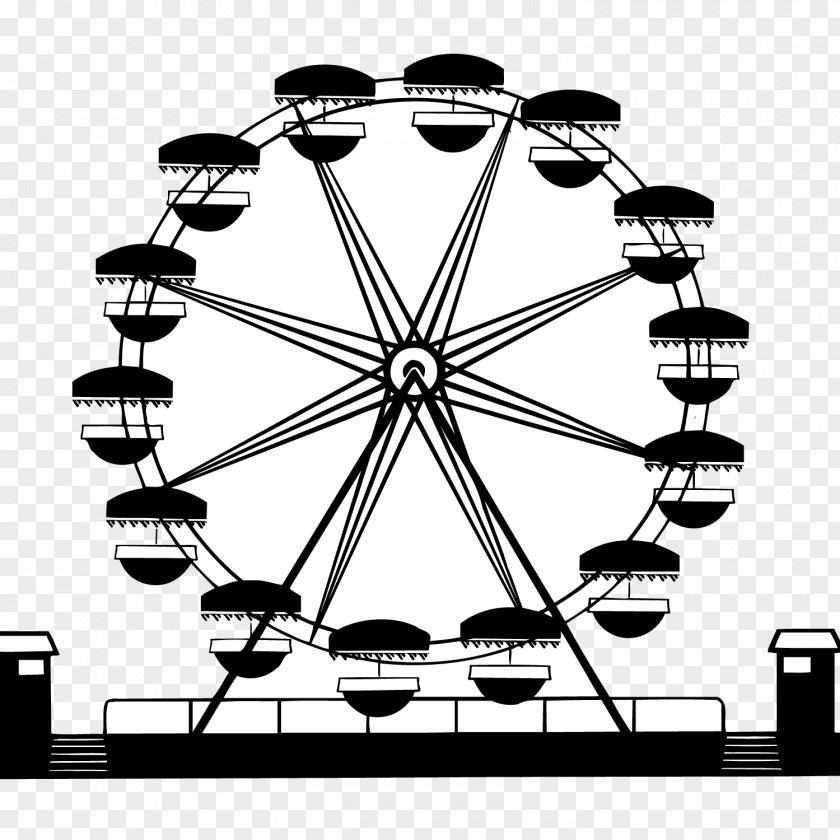 Black Silhouette Fresh Ferris Wheel Vector Material Car Wagon Clip Art PNG