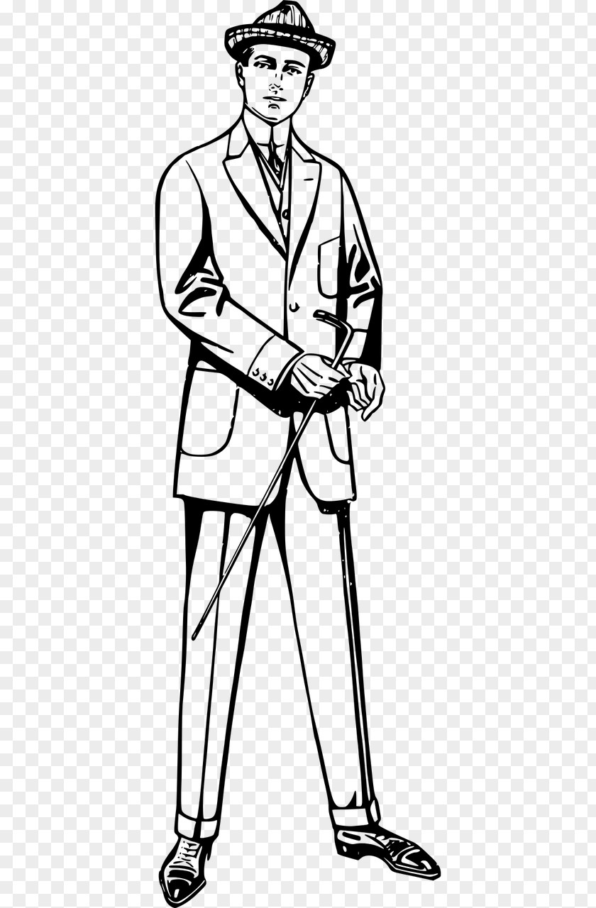 England Gentleman Suit Black And White Clip Art PNG