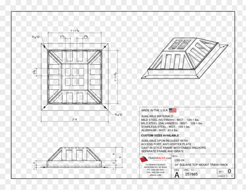 Trash Rack Technical Drawing Design Paper PNG