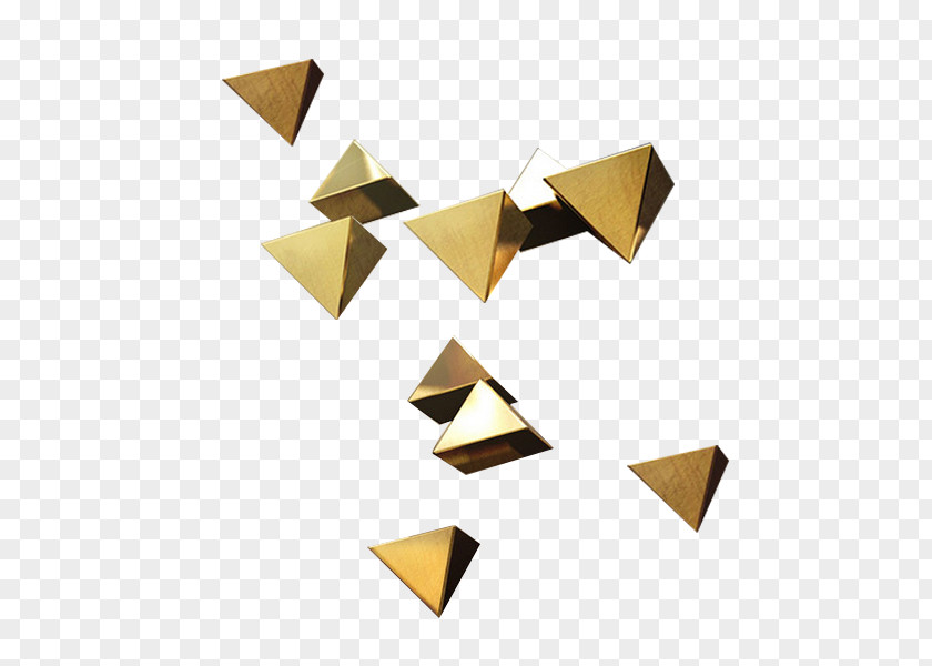 Stereo Triangle Gold Frame Element Three-dimensional Space Chemical Computer File PNG