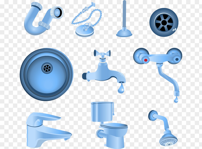 Blue Toilet Articles Vector Material Public Bathroom Flush PNG