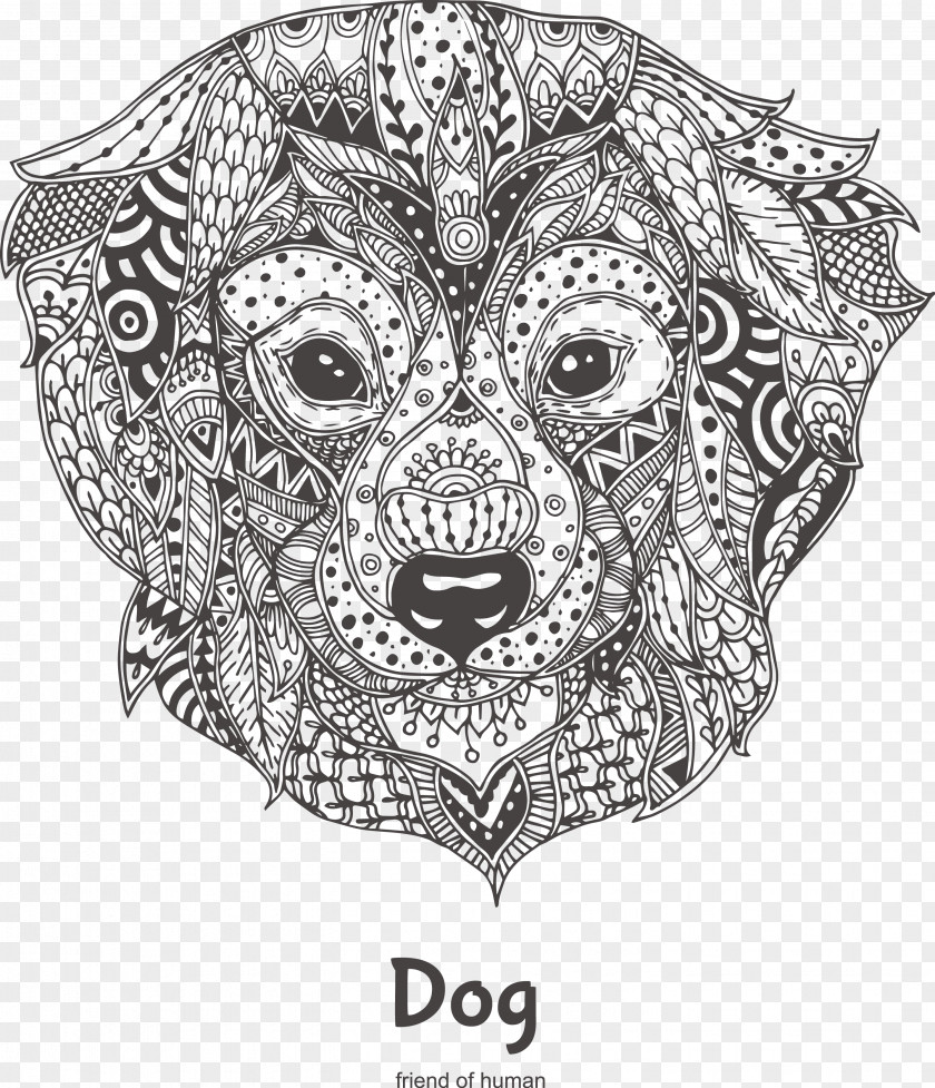 Hand-painted Pattern Positive Dogs Face Dog Coloring Book Animal PNG