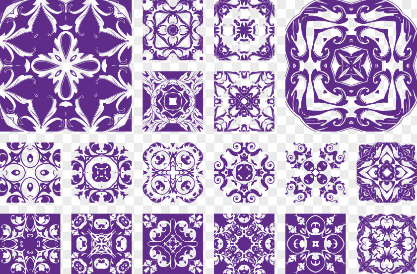 Symmetrical Purple Lace Chinese Symmetry Flower Pattern PNG