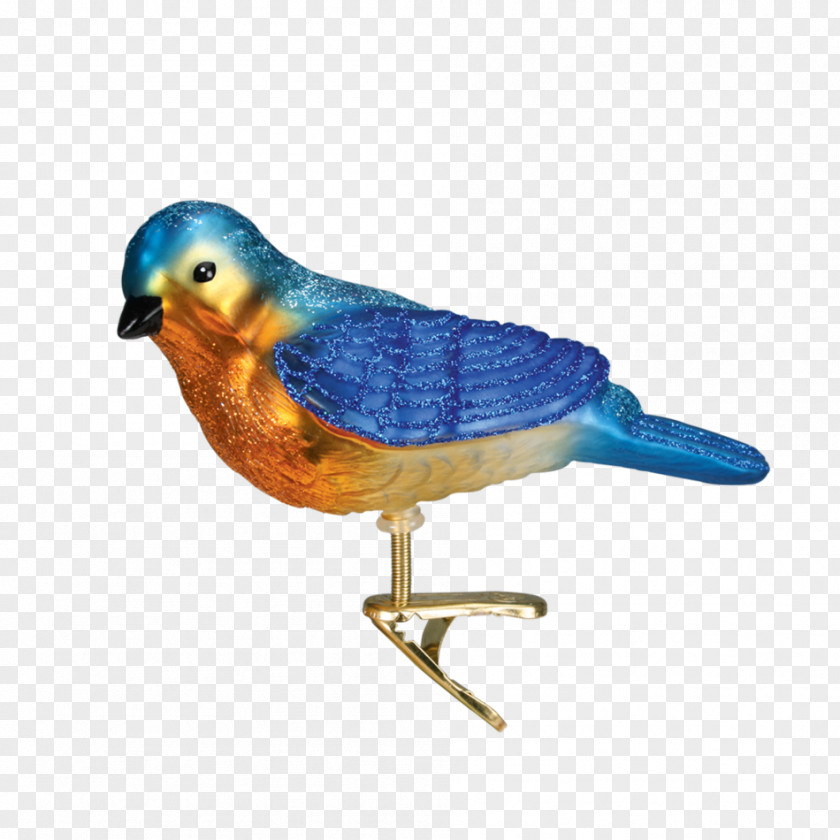 Hand-painted Family Western Bluebird Christmas Ornament Glass PNG