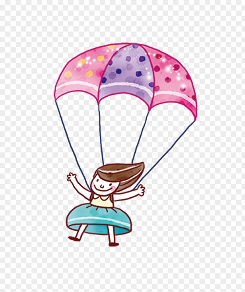 Painted Figures Parachute Parachuting Illustration PNG