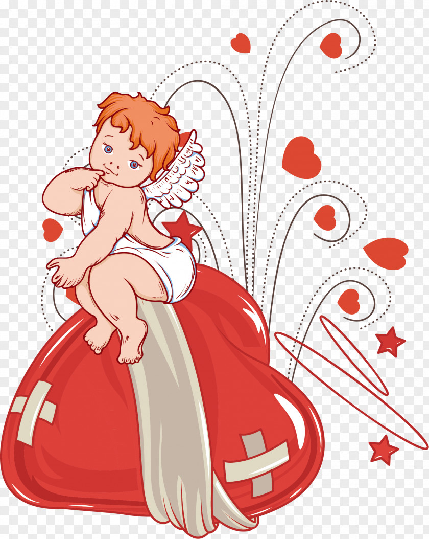Red Cartoon Cupid Adobe Illustrator Clip Art PNG