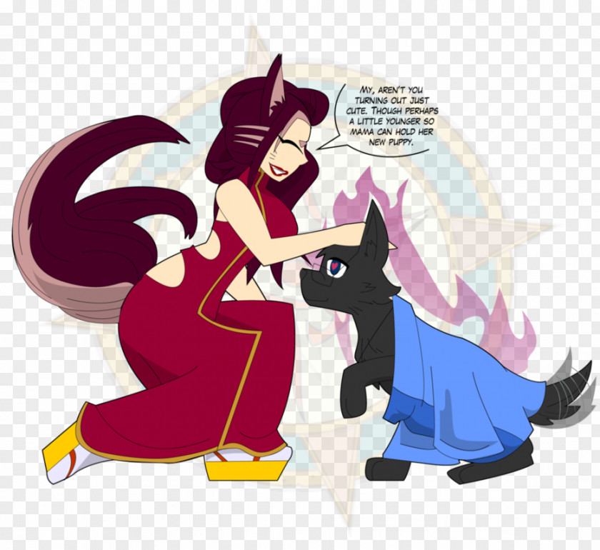 Boy And His Dog Cat Kitsune Painting PNG