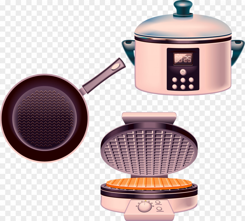 Kitchen Utensils Vector Wok Cookers Electric Baking Pan Home Appliance Clip Art PNG