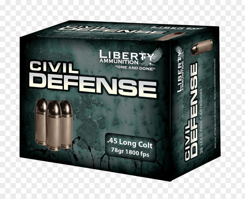 Civil Defense .45 Colt ACP Automatic Pistol Ammunition Hollow-point Bullet PNG