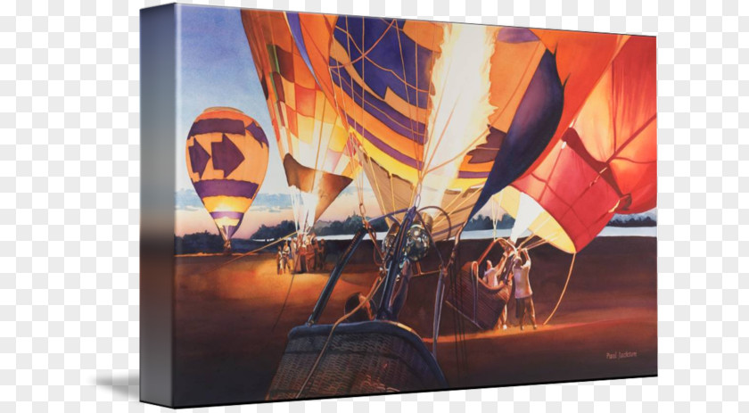 Watercolour Hot Air Balloon Watercolor Painting Gallery Wrap Modern Art PNG