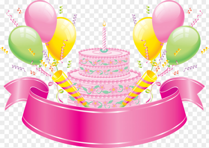 Pink Birthday Cake Design Elements Happy To You Happiness Wish Greeting Card PNG