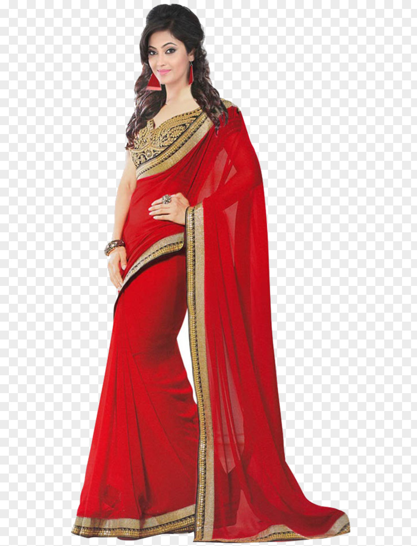 Zari Banarasi Sari Georgette Gota PNG