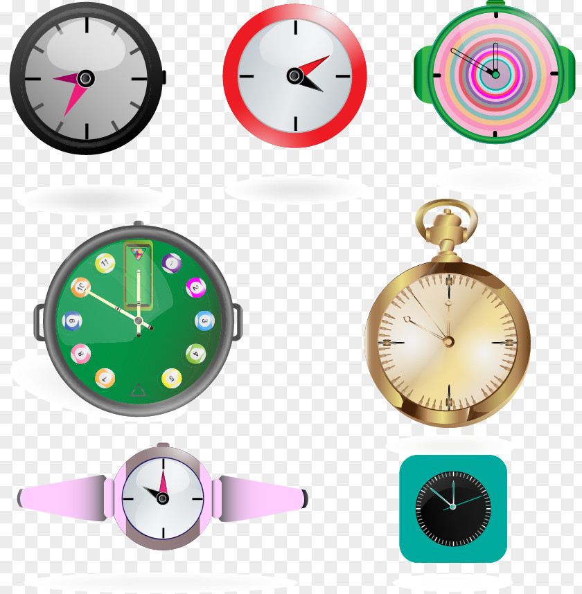 Vector Painted Flat Clock Pocket Watch PNG