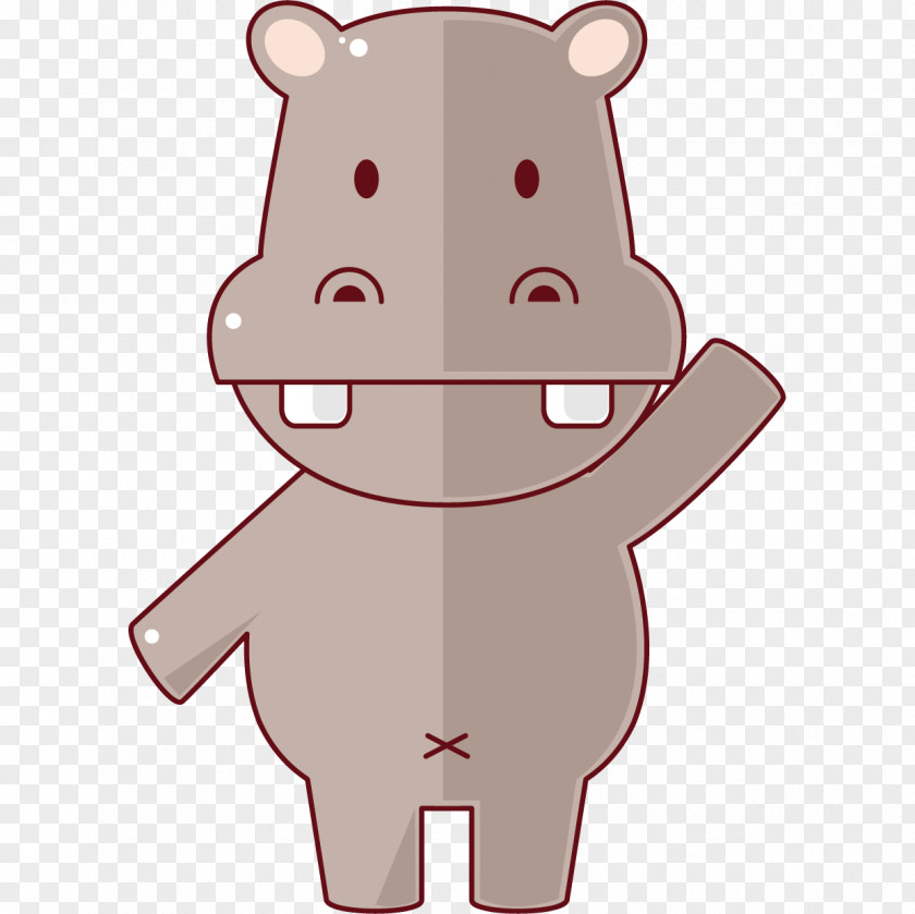 Cartoon Hand Painted Cute Hippo Hippopotamus Drawing PNG