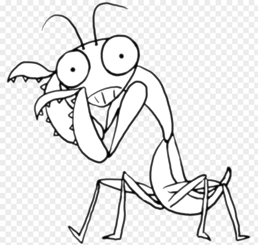 Insect Black And White Illustration Coloring Book Mantis PNG