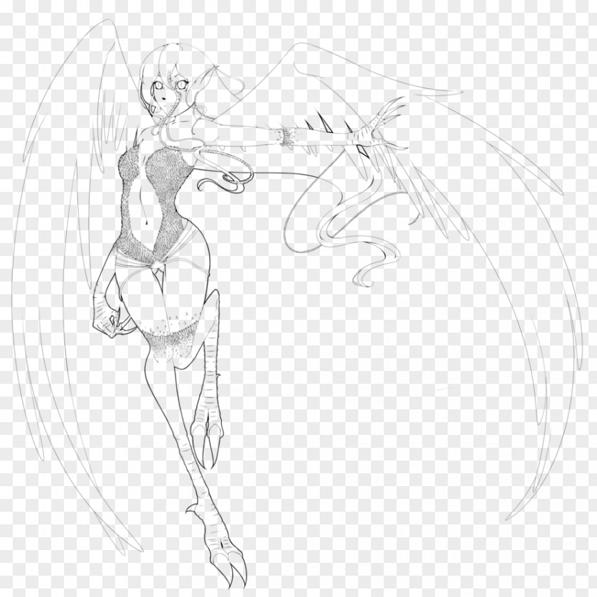 Fairy Line Art Drawing Sketch PNG