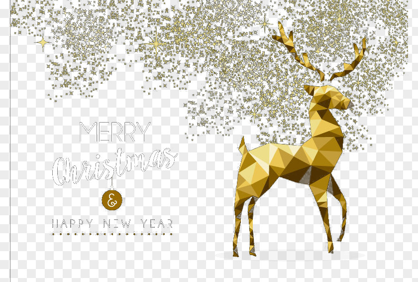 Golden Christmas Reindeer Geometry PNG