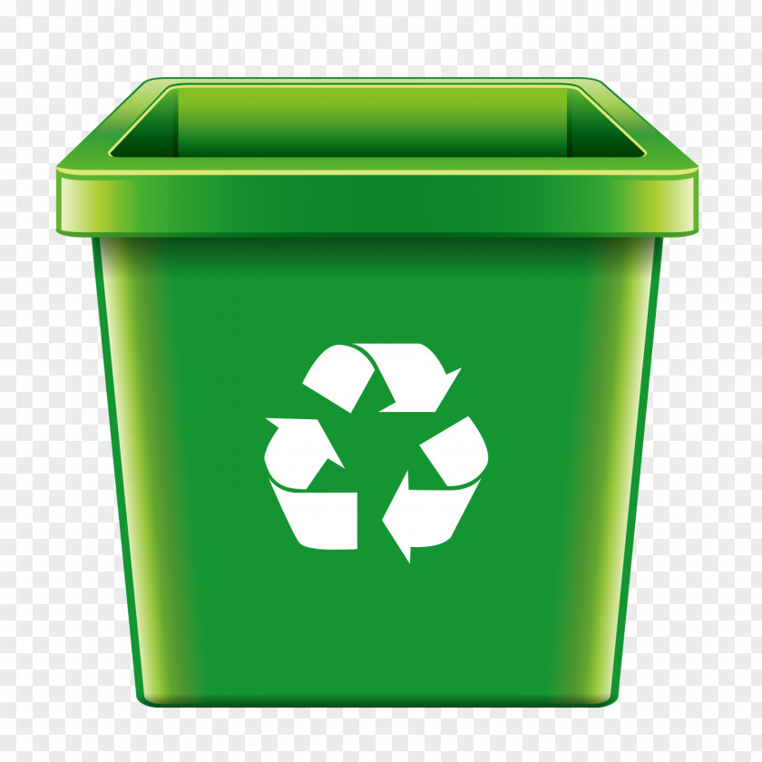 Low-carbon Green Flag Trash Recycling Bin Drawing Royalty-free Illustration PNG