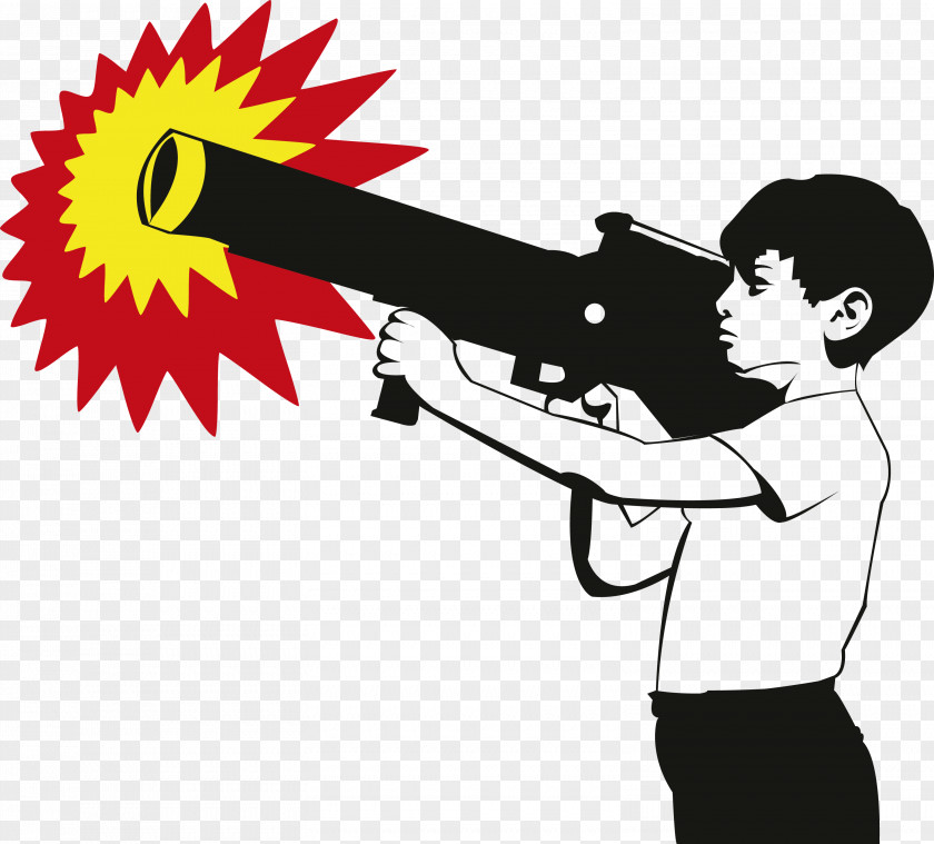 Vector Child Holding A Gun Pop Art Stencil Graffiti Clip PNG