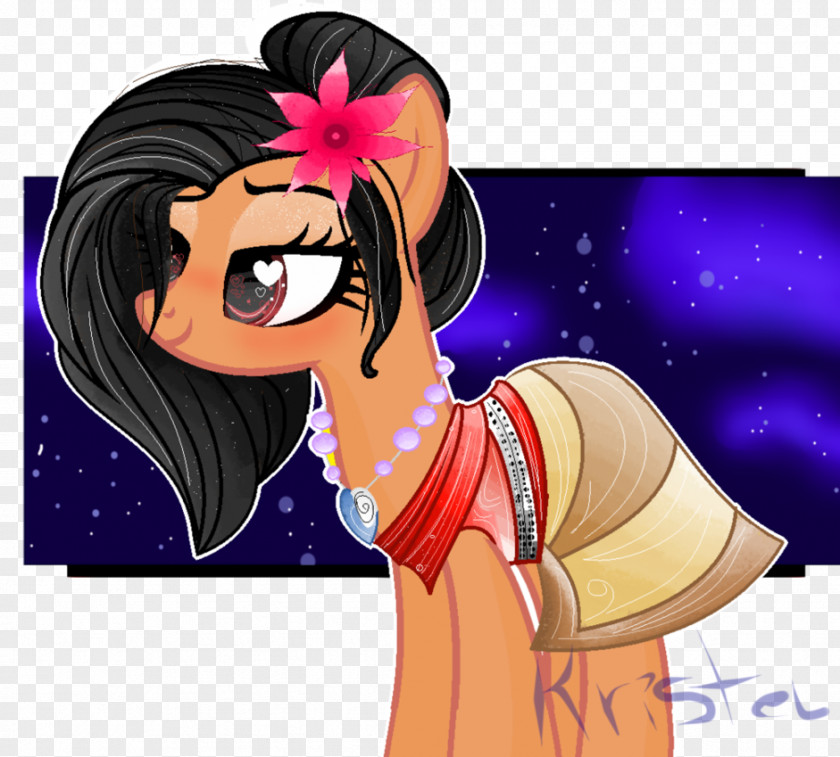 Moana Te Fiti Pony Black Hair Cartoon PNG