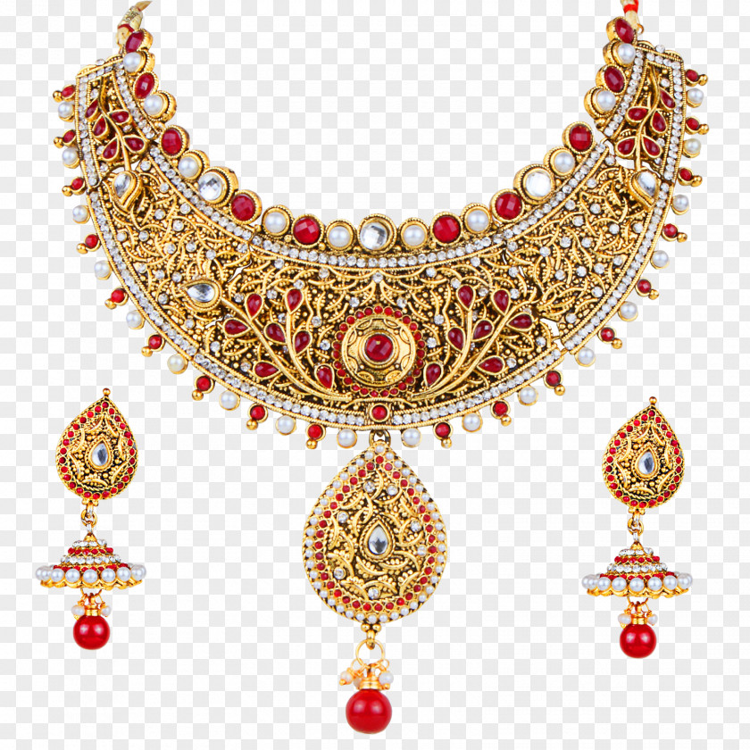 Necklace Statement Jewellery Kundan Gold PNG