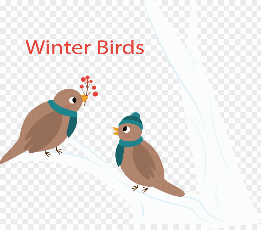 Birds On Winter Branch Bird Euclidean Vector PNG