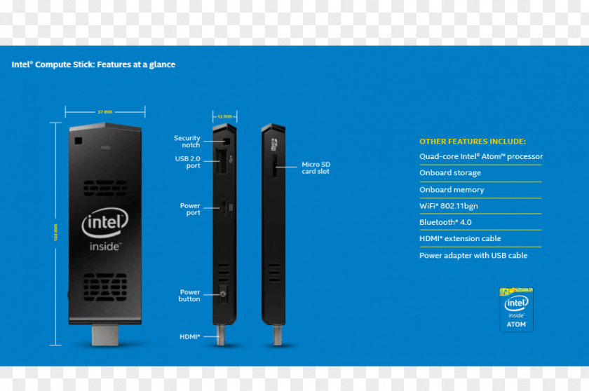 Intel Compute Stick STCK1A Atom Computer PNG